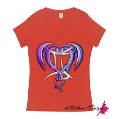 Gemini Twin Dragons Women’s T-Shirt - Deep Coral / Small (S)