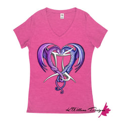 Gemini Twin Dragons Women’s T-Shirt - Pink Heather / Small (S)