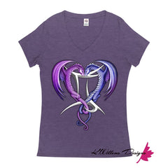 Gemini Twin Dragons Women’s T-Shirt - Purple Heather / Small (S)