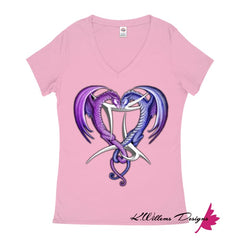 Gemini Twin Dragons Women’s T-Shirt - Soft Pink / Small (S)