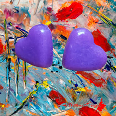 Heart Earrings - Purple