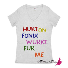 Hukt On Fonix Women’s V-Neck T-Shirt - Athletic Heather / Small (S)