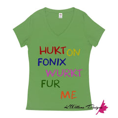 Hukt On Fonix Women’s V-Neck T-Shirt - Grass Green / Small (S)