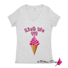 Ice Cream Ladies V-Neck T-Shirts - Athletic Heather / Small (S)