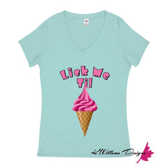 Ice Cream Ladies V-Neck T-Shirts - Celadon / Small (S)