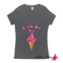 Ice Cream Ladies V-Neck T-Shirts - Charcoal Heather / Small (S)