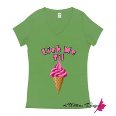 Ice Cream Ladies V-Neck T-Shirts - Grass Green / Small (S)