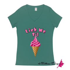Ice Cream Ladies V-Neck T-Shirts - Jade / Small (S)