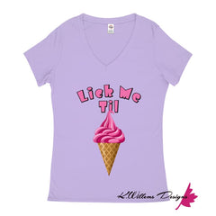 Ice Cream Ladies V-Neck T-Shirts - Lavender / Small (S)