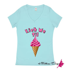 Ice Cream Ladies V-Neck T-Shirts - Pool / Small (S)