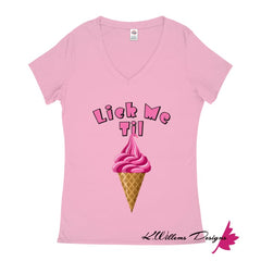 Ice Cream Ladies V-Neck T-Shirts - Soft Pink / Small (S)