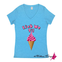 Ice Cream Ladies V-Neck T-Shirts - Turquoise Heather / Small (S)