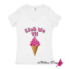 Ice Cream Ladies V-Neck T-Shirts - White / Small (S)