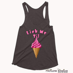 Ice Cream Ladies Racerback Tank Top - Charcoal Black / Extra Small (XS)