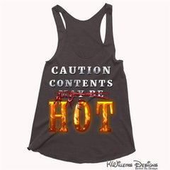 Ladies Hot Contents Racerback Tank Tops - Charcoal Black / Extra Small (XS)