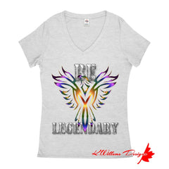 Be Legendary Ladies V-Neck T-Shirts - Athletic Heather / Small (S)