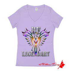 Be Legendary Ladies V-Neck T-Shirts - Lavender / Small (S)