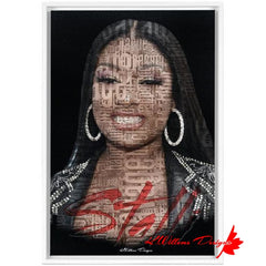 Megan Thee Stallion Word Cloud Art Print - Framed Canvas Art Print / 24x36 inch