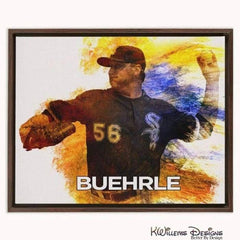 Mr. Perfect Mark Buehrle Water Colour Style Art Print - Framed Canvas Art Print / 16x20 inch