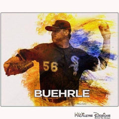 Mr. Perfect Mark Buehrle Water Colour Style Art Print - Metal Art Print / 16x20 inch