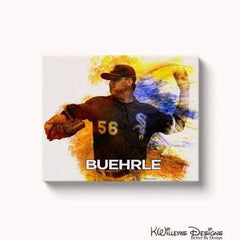 Mr. Perfect Mark Buehrle Water Colour Style Art Print - Wrapped Canvas Art Print / 16x20 inch