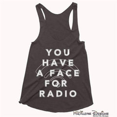Radio Face Racerback Tank Top - Charcoal Black / Extra Small (XS)