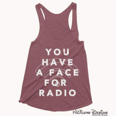 Radio Face Racerback Tank Top - Maroon / Extra Small (XS)