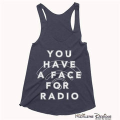 Radio Face Racerback Tank Top - Navy / Extra Small (XS)