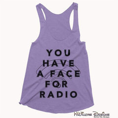 Radio Face Racerback Tank Top - Purple / Extra Small (XS)