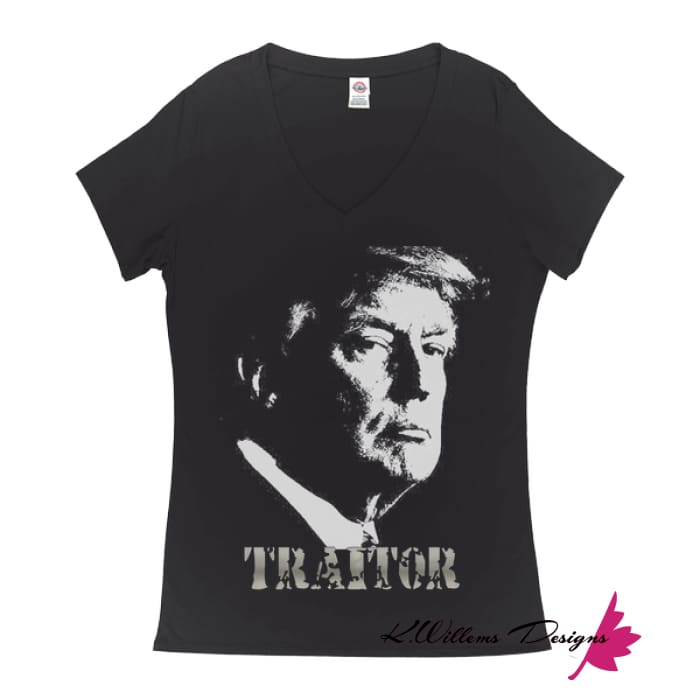 Traitor 45 Women’s V-Neck T-Shirts - Black / Small (S)