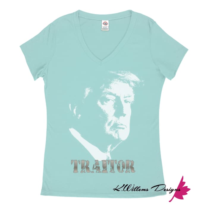 Traitor 45 Women’s V-Neck T-Shirts - Celadon / Large (L)