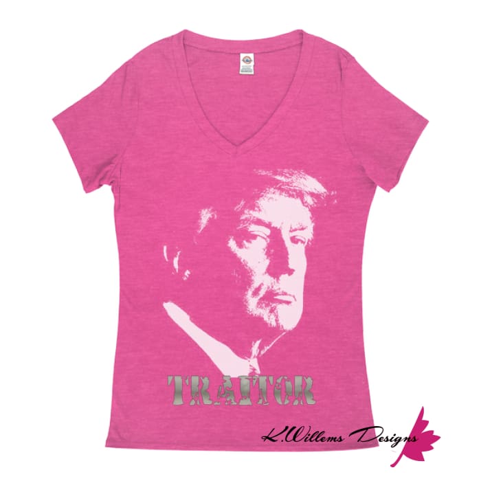 Traitor 45 Women’s V-Neck T-Shirts - Heliconia Heather / Medium (M)