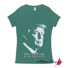 Traitor 45 Women’s V-Neck T-Shirts - Jade / Medium (M)