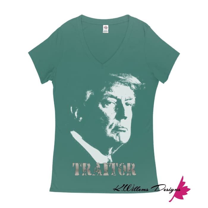 Traitor 45 Women’s V-Neck T-Shirts - Jade / Small (S)