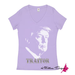 Traitor 45 Women’s V-Neck T-Shirts - Lavender / Medium (M)