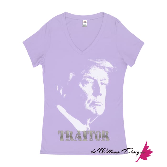 Traitor 45 Women’s V-Neck T-Shirts - Lavender / Small (S)