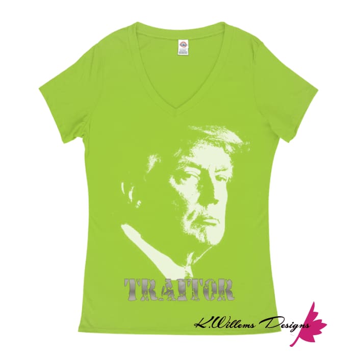 Traitor 45 Women’s V-Neck T-Shirts - Lime / Medium (M)