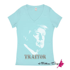 Traitor 45 Women’s V-Neck T-Shirts - Pool / Medium (M)