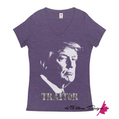 Traitor 45 Women’s V-Neck T-Shirts - Purple Heather / Medium (M)