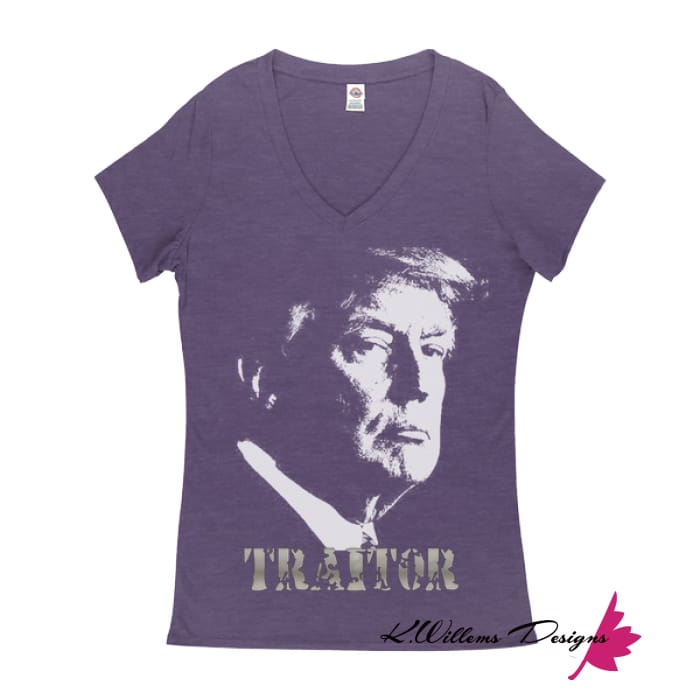 Traitor 45 Women’s V-Neck T-Shirts - Purple Heather / Small (S)