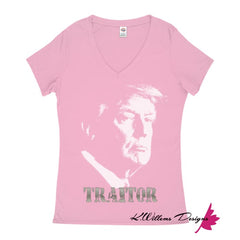 Traitor 45 Women’s V-Neck T-Shirts - Soft Pink / Small (S)