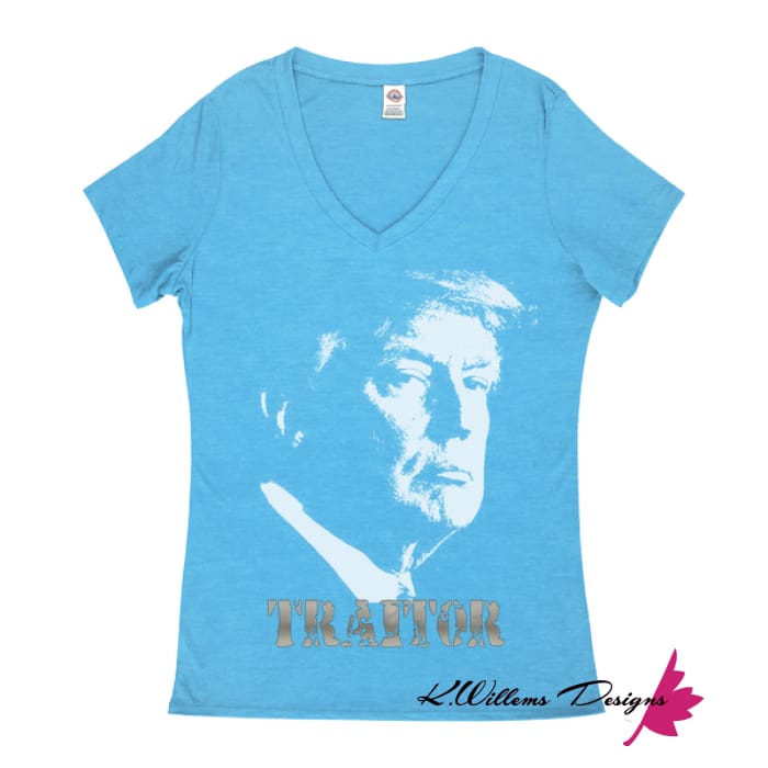 Traitor 45 Women’s V-Neck T-Shirts - Turquoise Heather / Medium (M)