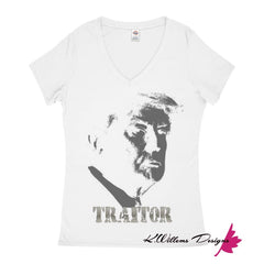 Traitor 45 Women’s V-Neck T-Shirts - White / Small (S)