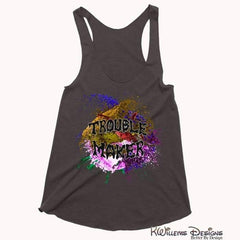 Trouble Maker Womens Racerback Tank Top - Charcoal Black / XS