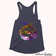 Trouble Maker Womens Racerback Tank Top - Navy / XS